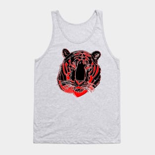 Chinese Tiger Head Feline portrait Wildcat face profile Tank Top